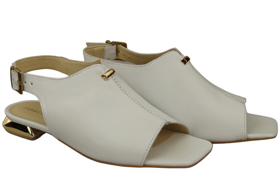 Pohodlná dámská obuv Sandály bílé ploché zlatý podpatek přírodní kůže 207 ElitaBut