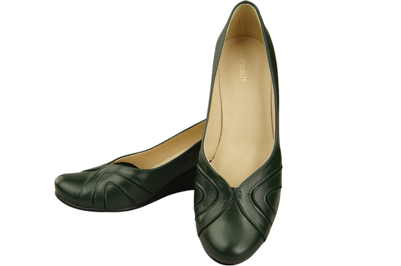 Boty na kotníku Emerald Green Dámské přírodní kožené lodičky 828 ElitaBut