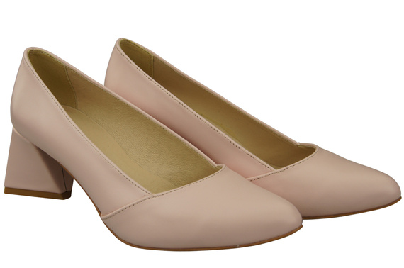 Dámské Lodičky Pudrově růžová Pravá Kůže Špičatá Špička Podpatek ElitaBut 221