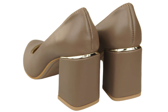 Dámská obuv Dámské lodičky Cappuccino Tmavá přírodní kůže 179 ElitaBut