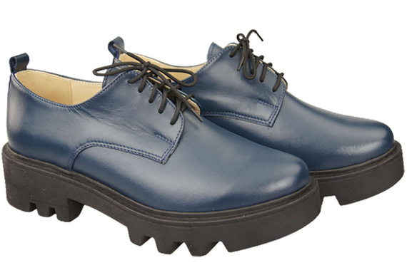 Obuv Dámské šněrovací polobotky Navy Blue Leather Natural 180 ElitaBut