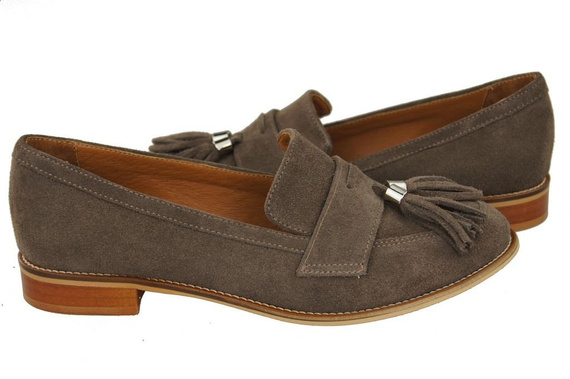 Dámská obuv Mokassins Natural Leather Velour Brown 134 ElitaBut