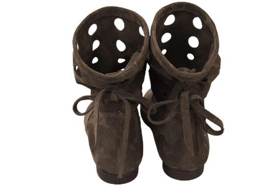 Obuv Dámské kozačky z přírodní kůže velur Hnědá 160 ElitaBut