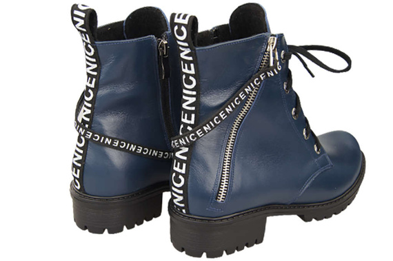 Obuv Dámské kozačky s nápisem NICE Přírodní kůže Námořnická modrá 173 L ElitaBut