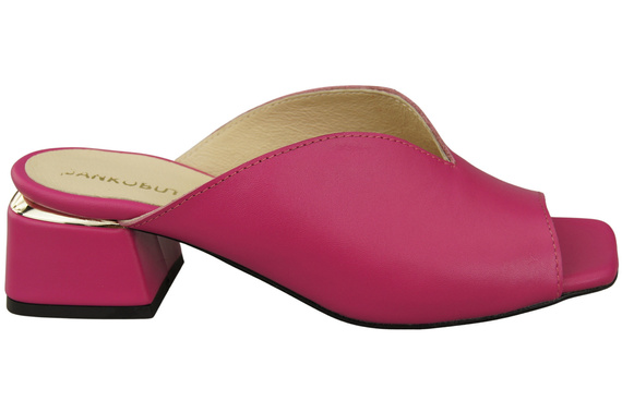 Dámské žabky na podpatku Fialová přírodní kůže 210 ElitaBut