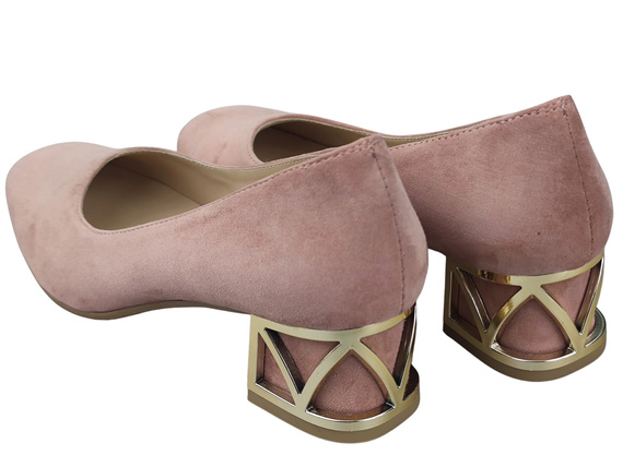 Pohodlné dámské boty Cukrově Růžová lodičky s ozdobným podpatkem Přírodní semišová kůže 219 Od ElitaBut