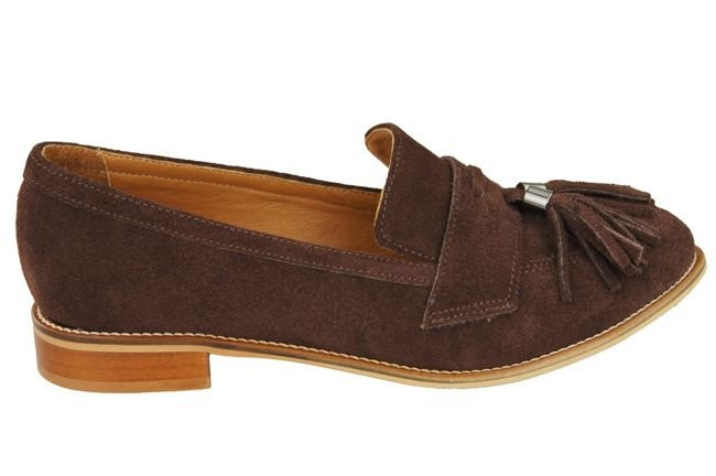 Dámské mokasíny z přírodní kůže Velour Chocolate 134 ElitaBut