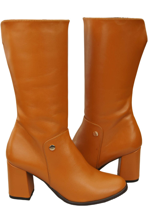 Obuv Dámské kozačky Červené do půli lýtek z přírodní kůže 189 ElitaBut