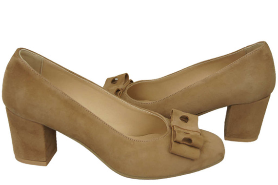 Dámská obuv Olive Leather Natural Suede pumps 163 ElitaBut