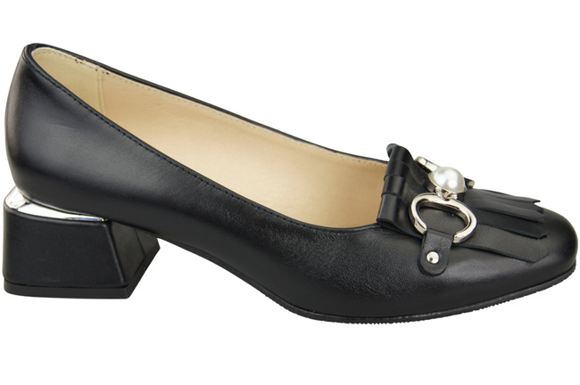 Dámská obuv Dámské lodičky se střapcem Černá přírodní kůže 195 ElitaBut