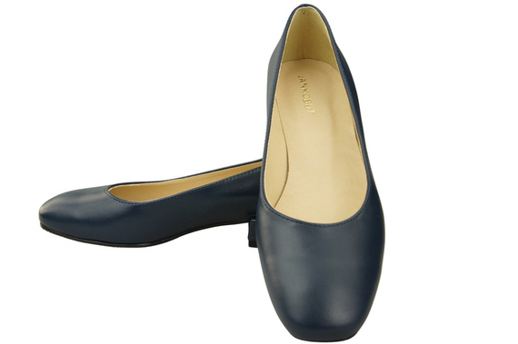 Pohodlná dámská obuv Navy Blue Flats Natural Leather 204 ElitaBut