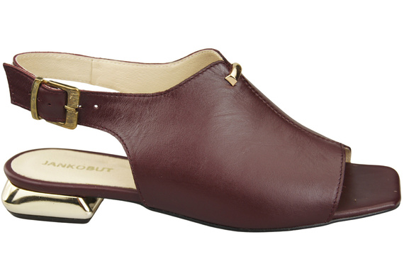 Pohodlné dámské sandály Maroon Flat Gold Heel Natural Leather 207 ElitaBut