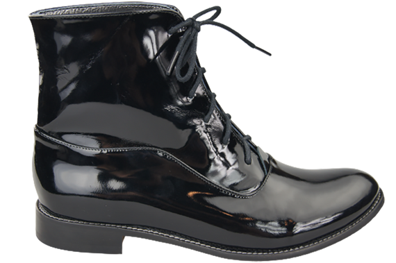 Dámské kozačky Černé lakované jaro/podzim z přírodní kůže 155 L ElitaBut