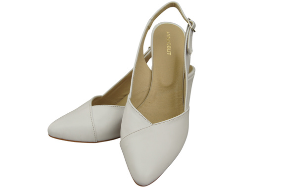 Dámská obuv White Stiletto Sandals Natural Leather 217 ElitaBut