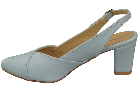 Dámské sandály Light Blue na podpatku z přírodní kůže 217 ElitaBut