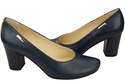 Dámské boty Classic Navy Blue Natural Leather Almond Nose pumps 201 ElitaBut