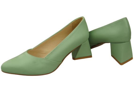 Dámské Lodičky Mátový Pravá Kůže Špičatá Špička Podpatek ElitaBut 221