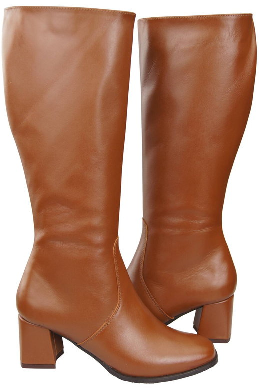 Pohodlné dámské boty hnědé s nízkým podpatkem z přírodní kůže 212 ElitaBut