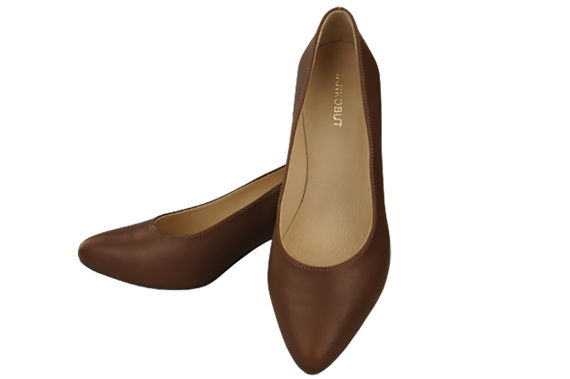 Dámská obuv Hnědá přírodní kůže s ozdobným podpatkem 157 ElitaBut