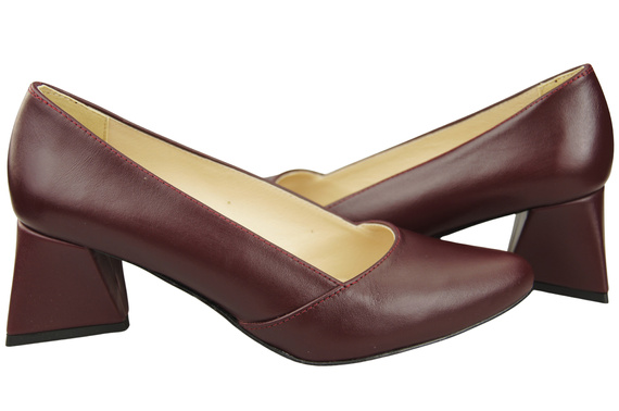 Dámské Lodičky Maroon Pravá Kůže Špičatá Špička Podpatek ElitaBut 221