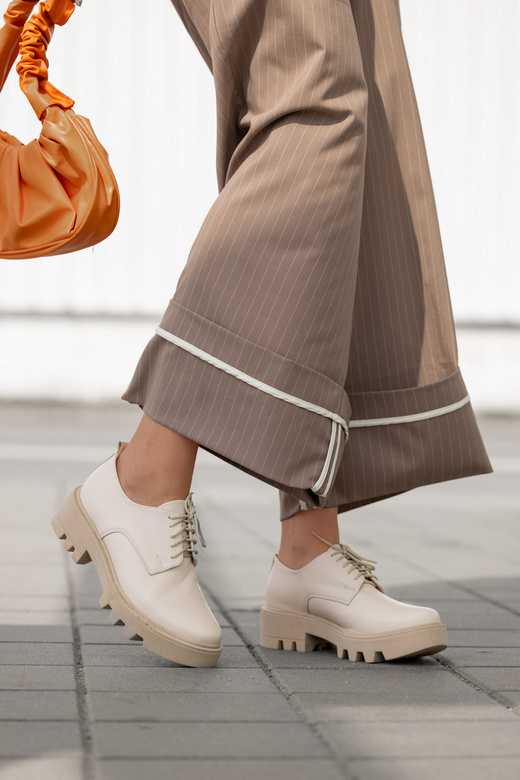 Obuv Dámské šněrovací boty Béžová kůže Natural 180 ElitaBut