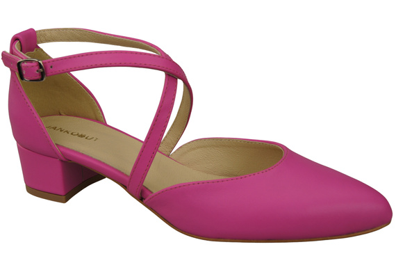Dámské Sandály Kožené Fuchsie s Pásky na Nízkém Podpatku 223 ElitaBut