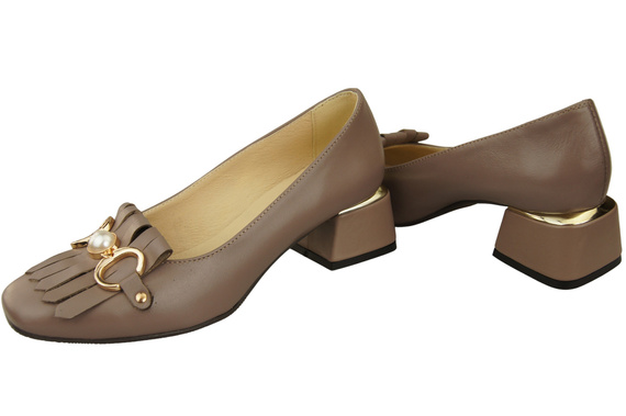 Dámská obuv Dámské lodičky se střapcem Cappuccino Tmavě přírodní kůže 195 ElitaBut