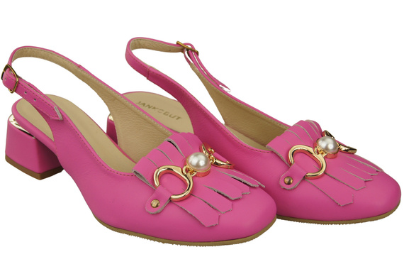 Dámská obuv Fuchsiové sandály zdobené třásněmi Přírodní kůže 208 ElitaBut