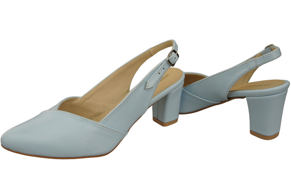 Dámské sandály Light Blue na podpatku z přírodní kůže 217 ElitaBut