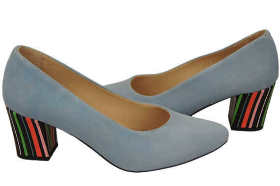 Dámská obuv Blue Suede Natural Leather Decorative Heel 158 With ElitaBut