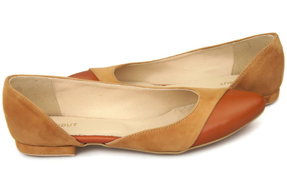 Dámské baleríny Červená semišová přírodní kůže 146 ElitaBut