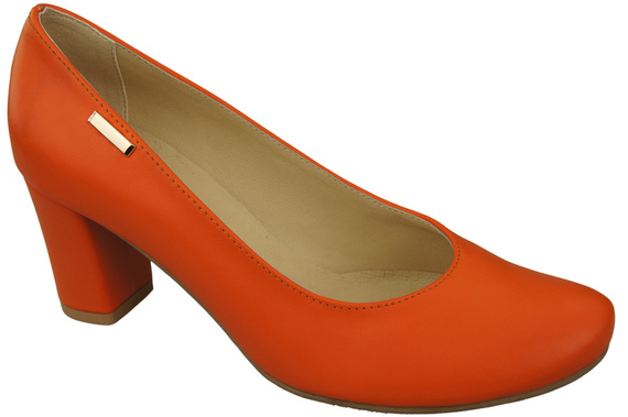 Obuv Classic Dámské oranžové lodičky z přírodní kůže Almond Nose 201 ElitaBut