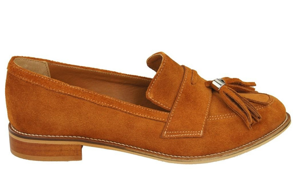 Dámská obuv Mokassins Natural Leather Velour Red 134 ElitaBut