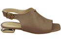 Pohodlné dámské sandály Cappuccino Dark Flat Golden Heel Natural Leather 207 ElitaBut