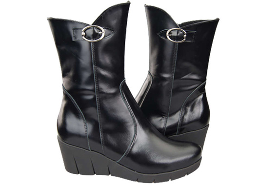 Obuv Dámské boty černé lesklé Na kotvě přírodní kůže 178 ElitaBut