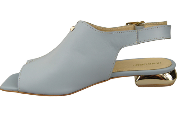Pohodlné dámské sandály Bright Blue Flat Gold Heel Natural Leather 207 ElitaBut