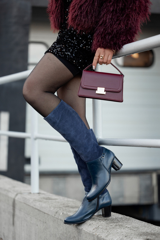 Obuv Dámské kozačky z přírodní kůže 101 navy blue ElitaBut