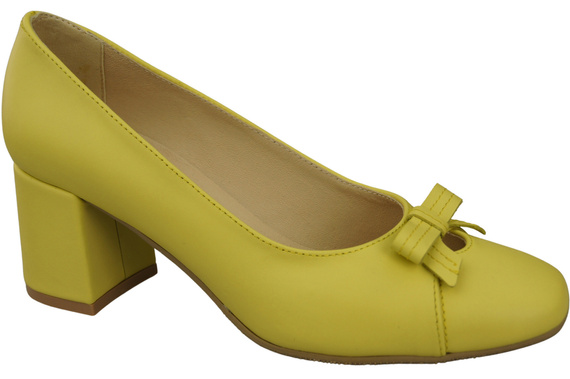 Dámské lodičky s mašlí Lemon leather a nízkým podpatkem 203 ElitaBut