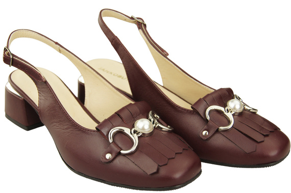 Dámská obuv Sandály Maroon zdobené třásněmi Přírodní kůže 208 ElitaBut