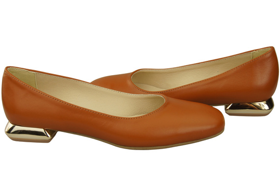 Ploché dámské boty Červené boty s ozdobným podpatkem Přírodní kůže 209 ElitaBut