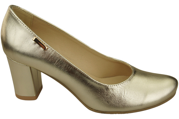 Dámské boty Classic Gold Almond Nose Natural Leather Pumps 201 ElitaBut