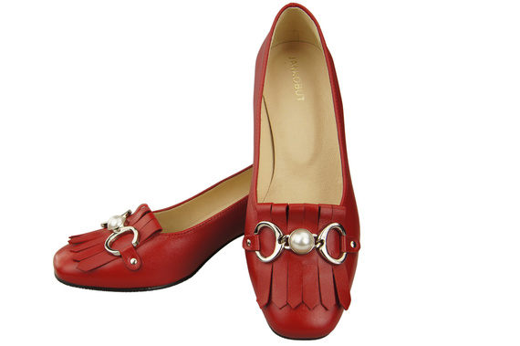 Dámská obuv Dámské lodičky se střapcem Červená přírodní kůže 195 ElitaBut