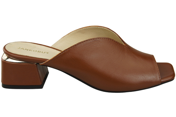 Dámská obuv Žabky na podpatku Hnědá přírodní kůže 210 ElitaBut