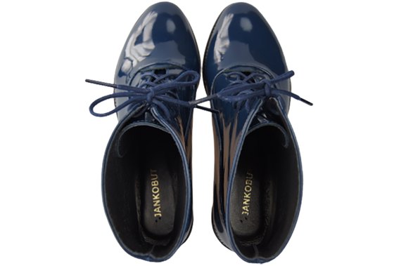 Dámské kozačky námořnicky modré lakované jaro/podzim přírodní kůže 155 L ElitaBut