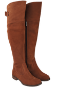 Obuv Dámské boty Kaštanové mušketýrky Vysoké nad kolena z přírodní kůže Velur 154 ElitaBut