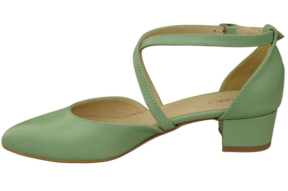 Dámské Sandály Kožené Mátový s Pásky na Nízkém Podpatku 223 ElitaBut