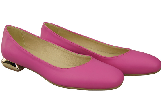 Dámská plochá obuv Fuchsiové lodičky Ozdobný podpatek Přírodní kůže 209 ElitaBut