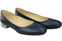 Plochá dámská obuv Navy Blue Decorative Heel Natural leather 209 ElitaBut