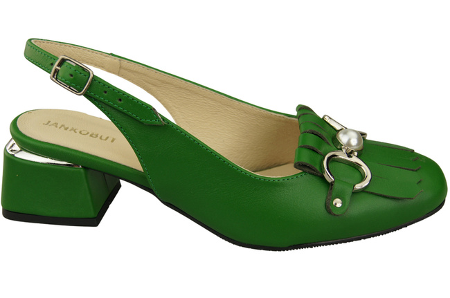 Dámská obuv Zelené sandály zdobené třásněmi Přírodní kůže 208 ElitaBut