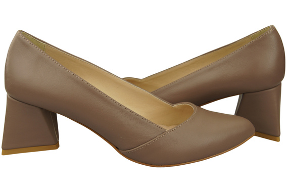 Dámské Lodičky Cappuccino tmavé Pravá Kůže Špičatá Špička Podpatek ElitaBut 221